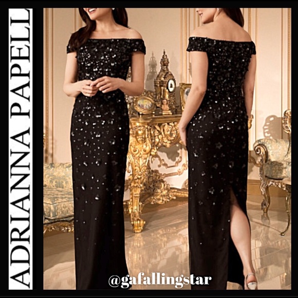 BHLDN Dresses & Skirts - BHLDN Adrianna Papell Rosie Off Shoulder Column Gown